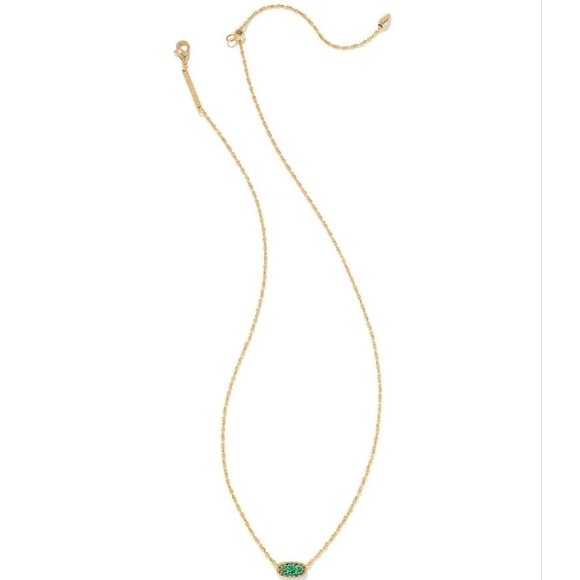 ✨️KENDRA SCOTT  Emerald green Gold Crystal Pendant Necklace NEW✨️ - Picture 3 of 7